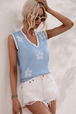 FLOWER PRINTING SLEEVELESS CASUAL TOP - Doublju