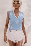 FLOWER PRINTING SLEEVELESS CASUAL TOP - Doublju