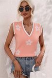 FLOWER PRINTING SLEEVELESS CASUAL TOP - Doublju