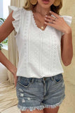 PUNCHING LACE ANGEL WINGS SLEEVE TUNIC TOP - Doublju