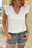 PUNCHING LACE ANGEL WINGS SLEEVE TUNIC TOP - Doublju