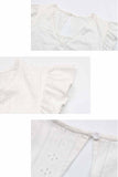 PUNCHING LACE ANGEL WINGS SLEEVE TUNIC TOP - Doublju