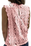 V NECK FLORAL LACE MESH SLEEVELESS TOP - Doublju