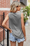 SQUARE NECK WRINKLED CHEST SLEEVELESS TOP - Doublju