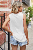 SQUARE NECK WRINKLED CHEST SLEEVELESS TOP - Doublju