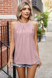 WOMEN TRENDY EYELET HALTER T SHIRTS - Doublju