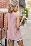 WOMEN TRENDY EYELET HALTER T SHIRTS - Doublju