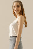 V NECK WIDE SLEEVELESS SOLID TEE SHIRTS TOPS - Doublju
