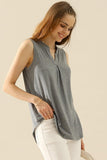 JOHNNY COLLARS SLEEVELESS BLOUSE SHIRTS TOPS - Doublju
