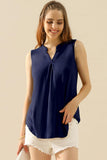 JOHNNY COLLARS SLEEVELESS BLOUSE SHIRTS TOPS - Doublju