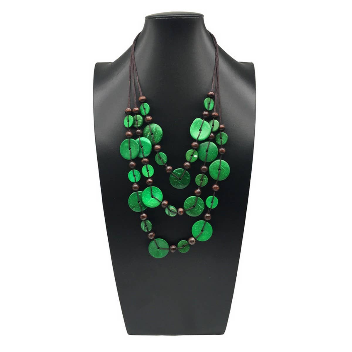 HANDMADE COCONUT WOOD BEADED MULTI LAYER NECKLACE_CWMM4569