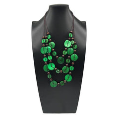 HANDMADE COCONUT WOOD BEADED MULTI LAYER NECKLACE_CWMM4569
