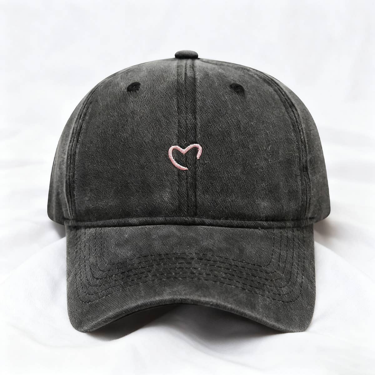 Vintage Washed Pink Heart Baseball Cap_Cwah04569