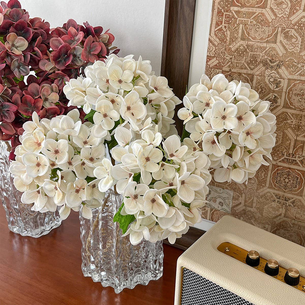 3D PRINTED AUTUMN HYDRANGEA STEM WITH 2 LEAVES_CWMM6517