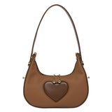 Solid-Color Simple Heart-Shaped Underarm Bag