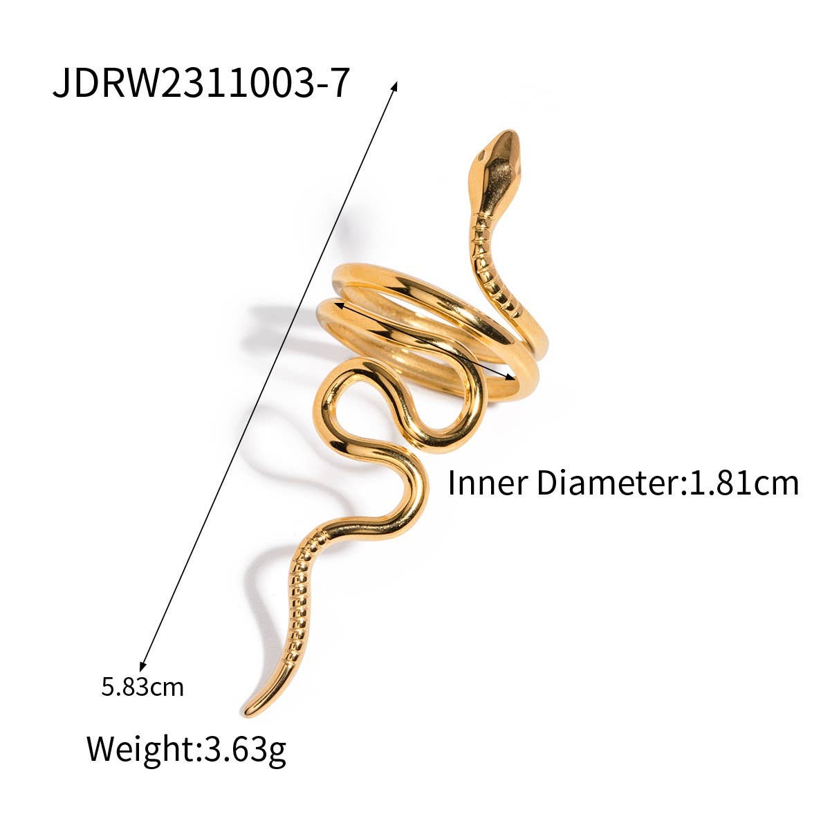 18K PLATING GOLD NON FADING SNAKE SHAPED RINGS_CWAJE1230