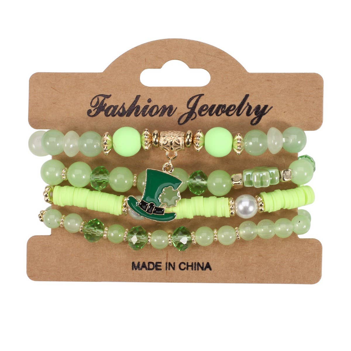 Cwaje05682_St Patrick Clover Green Lucky Charm Bracelet Set