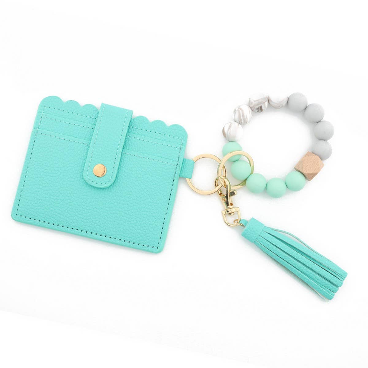 SILICONE BEAD WRISTLET WALLET WITH TASSEL_CWAB5002
