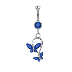 DOUBLE BUTTERFLY COPPER ZIRCON BELLY BUTTON RING_CWMM9463
