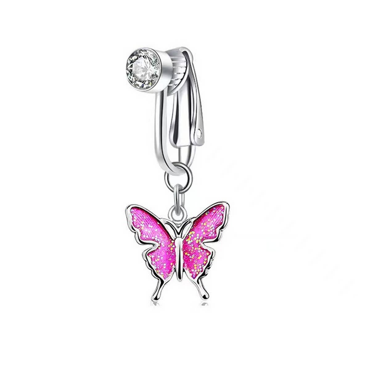 NON PIERCED BUTTERFLY OIL DROP BELLY BUTTON CLIP_CWMM9469