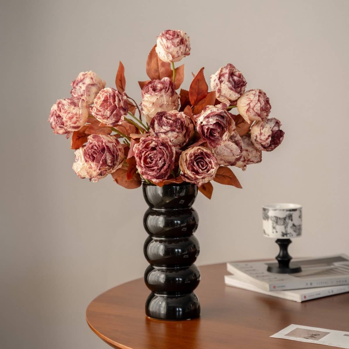 INK STYLED BURNT EDGE ROSE BOUQUET FOR DECOR_CWMM6572