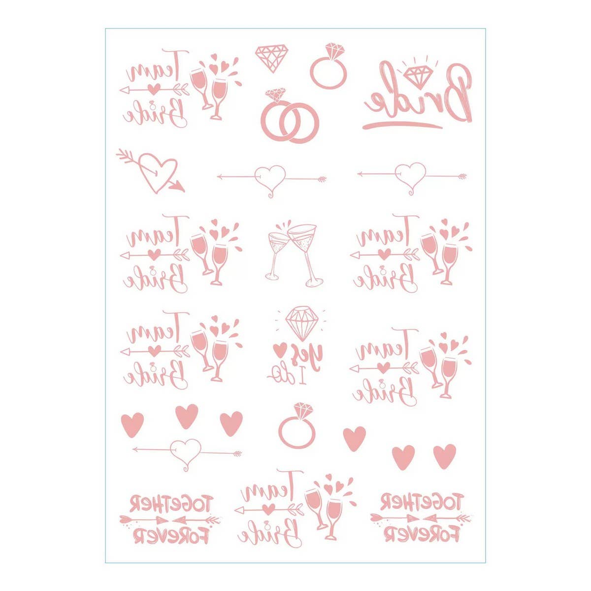 ROSE GOLD BRIDE TATTOOS METALLIC PARTY STICKERS_CWMM8243