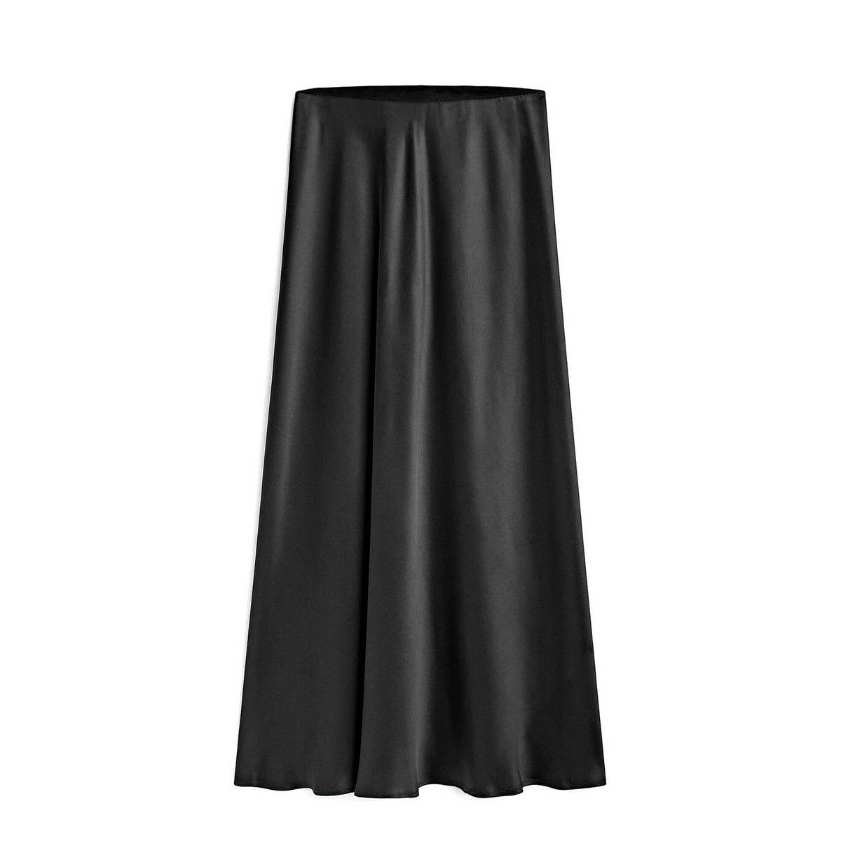 ACETATE SATIN SKIRT HIGH WAIST SLIT MAXI SKIRT_CWAB4804