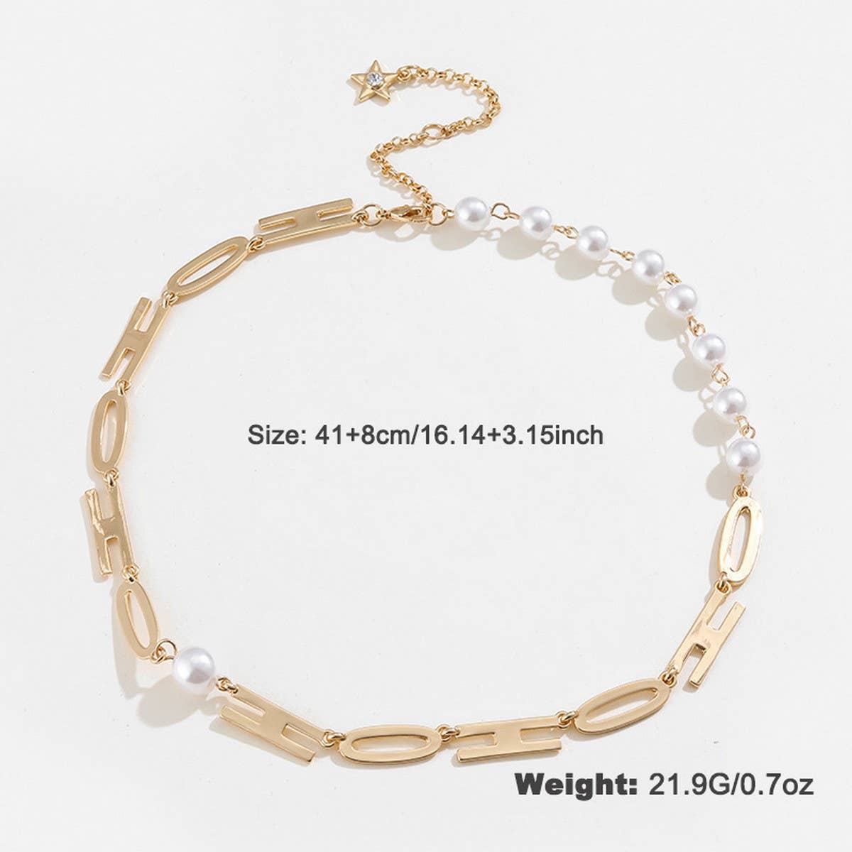 METAL LETTER IMITATION PEARL NECKLACE FOR WOMEN_CWAJE2933
