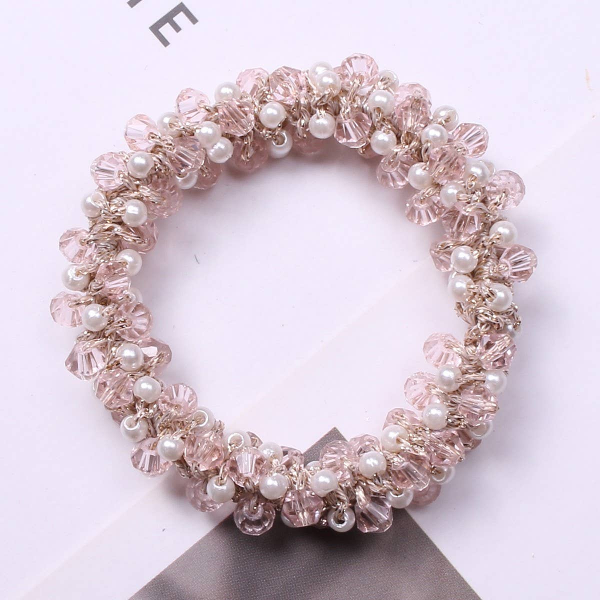 MINIMALIST PEARL CRYSTAL HAIR TIE STYLISH PONYTAIL_CWAHA6769