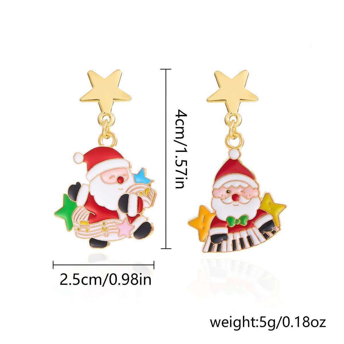 ASYMMETRIC OIL PAINTED CHRISTMAS EARRINGS_CWAJE2391