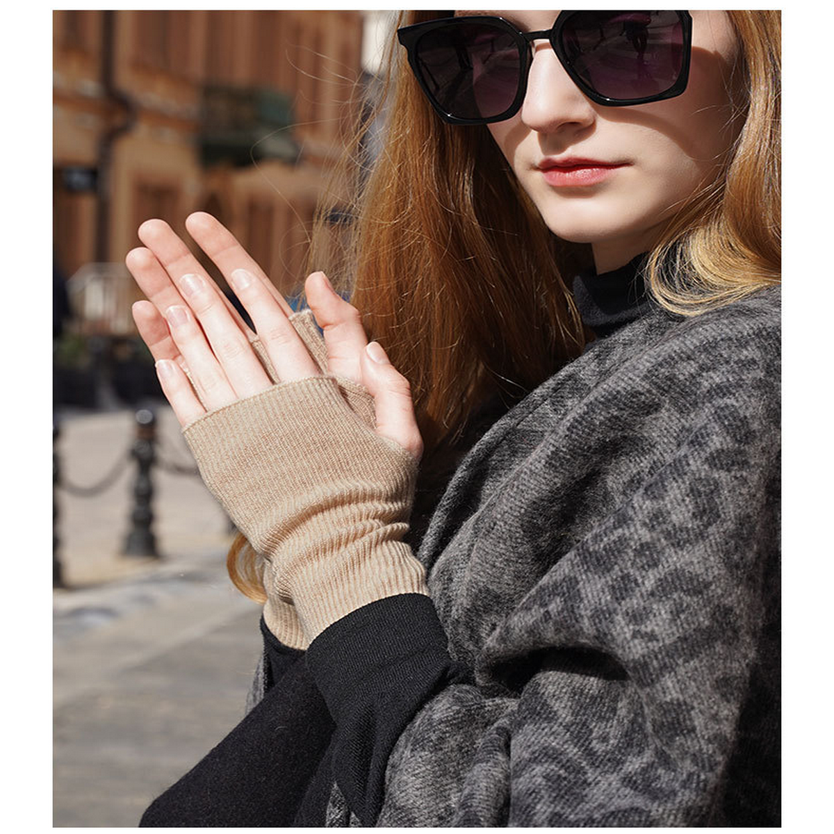 CASHMERE KNIT GLOVES HALF FINGER FOR STUDENTS_CWAG0528