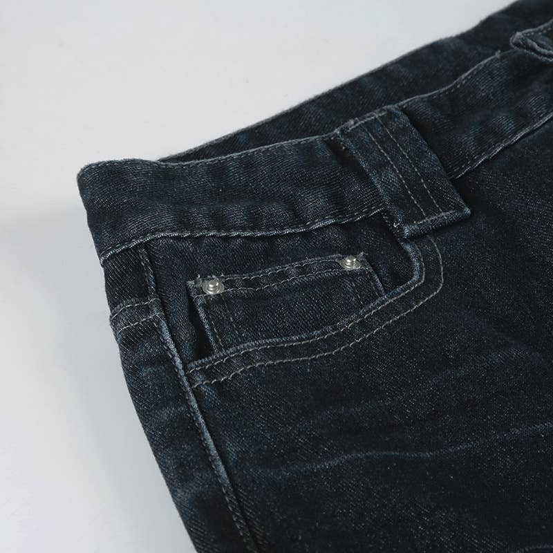 Vintage Wash Wash Straight Leg Wide-Leg Jeans