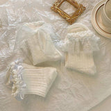 BOW LACE THIN MID LENGTH SOCKS_CWMS0451