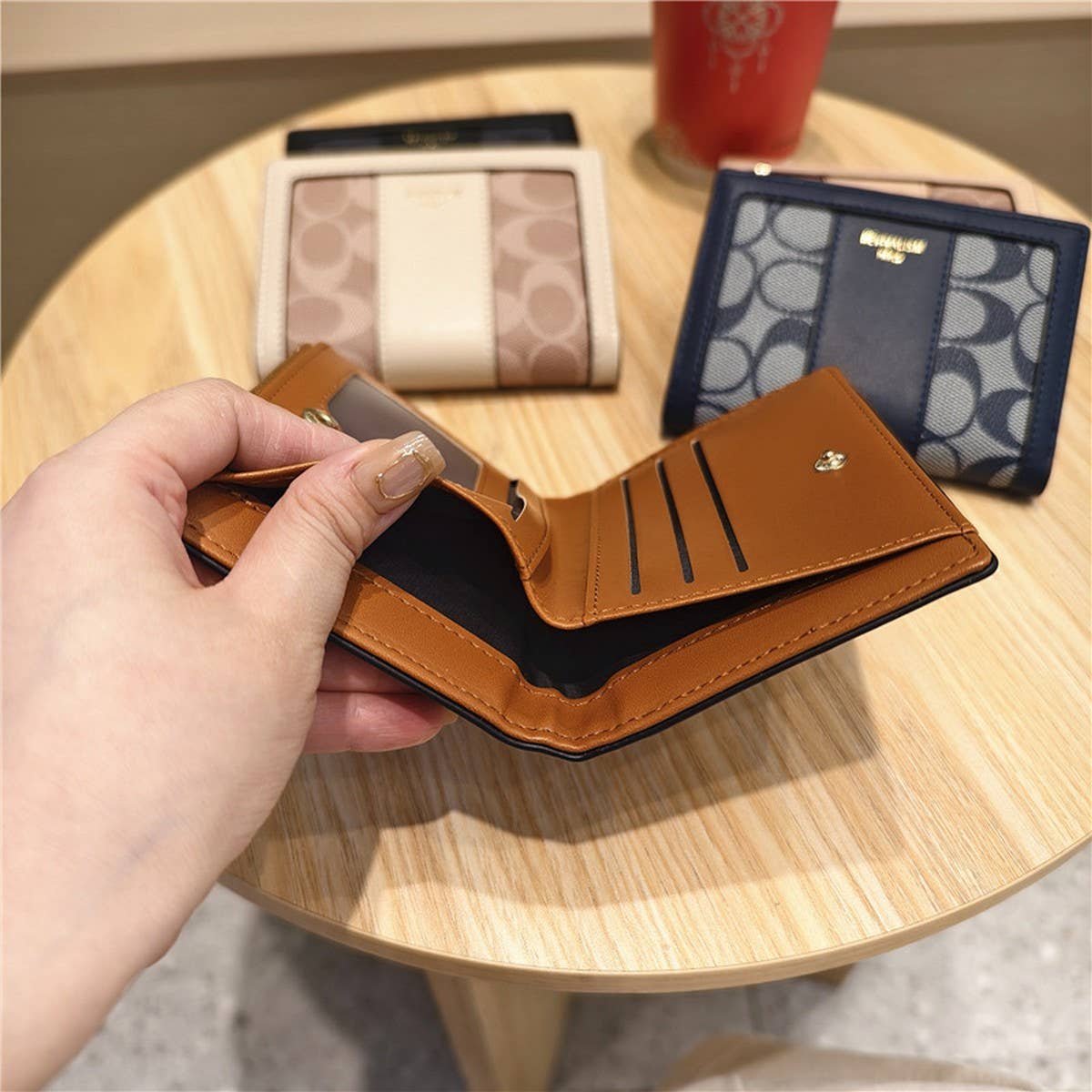 Geometric Pattern Bifold Zip Snap Wallet For Women_Cwab06204