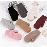 Womens Solid Color Rabbit Fur Full Finger Gloves_Cwag00592