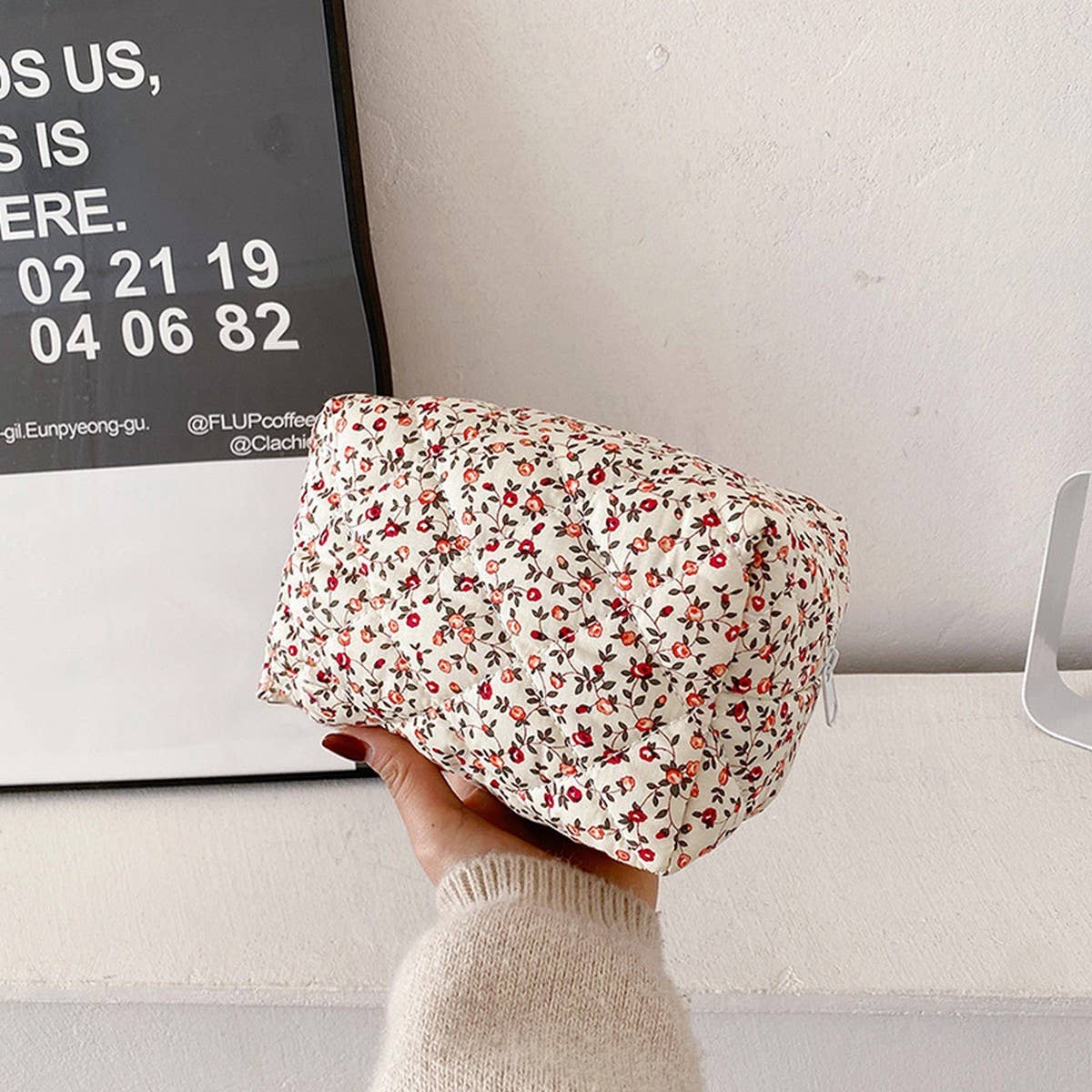 NEW FLORAL FABRIC LARGE CAPACITY COSMETIC BAG_CWAB4379