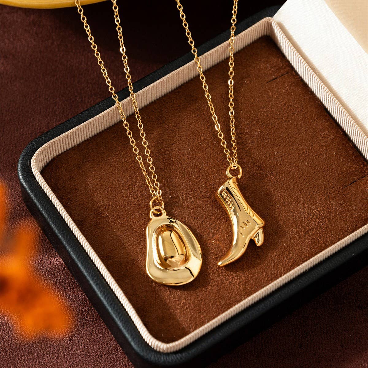 Western Style 18K Gold Cowboy Boot Hat Earrings