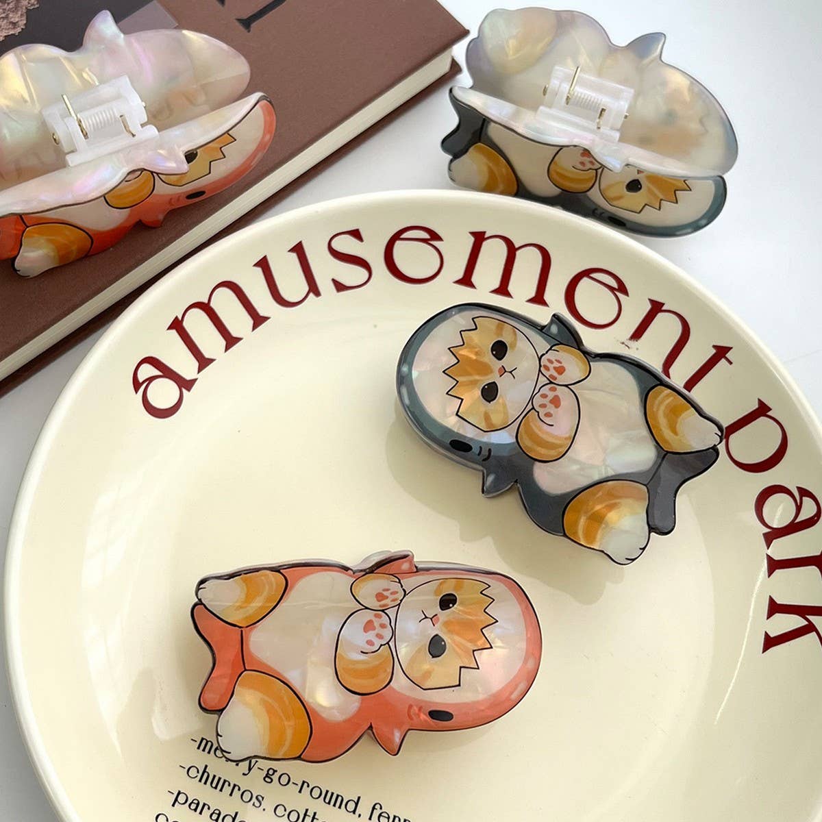 CUTE CAT DOG CLAW CLIP ACETATE ANIMAL HAIRPIN_CWAHA5892