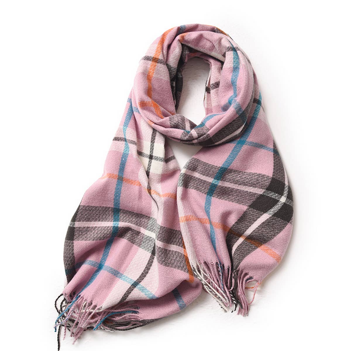 Womens Double Face Plaid Scarf Winter Warmth