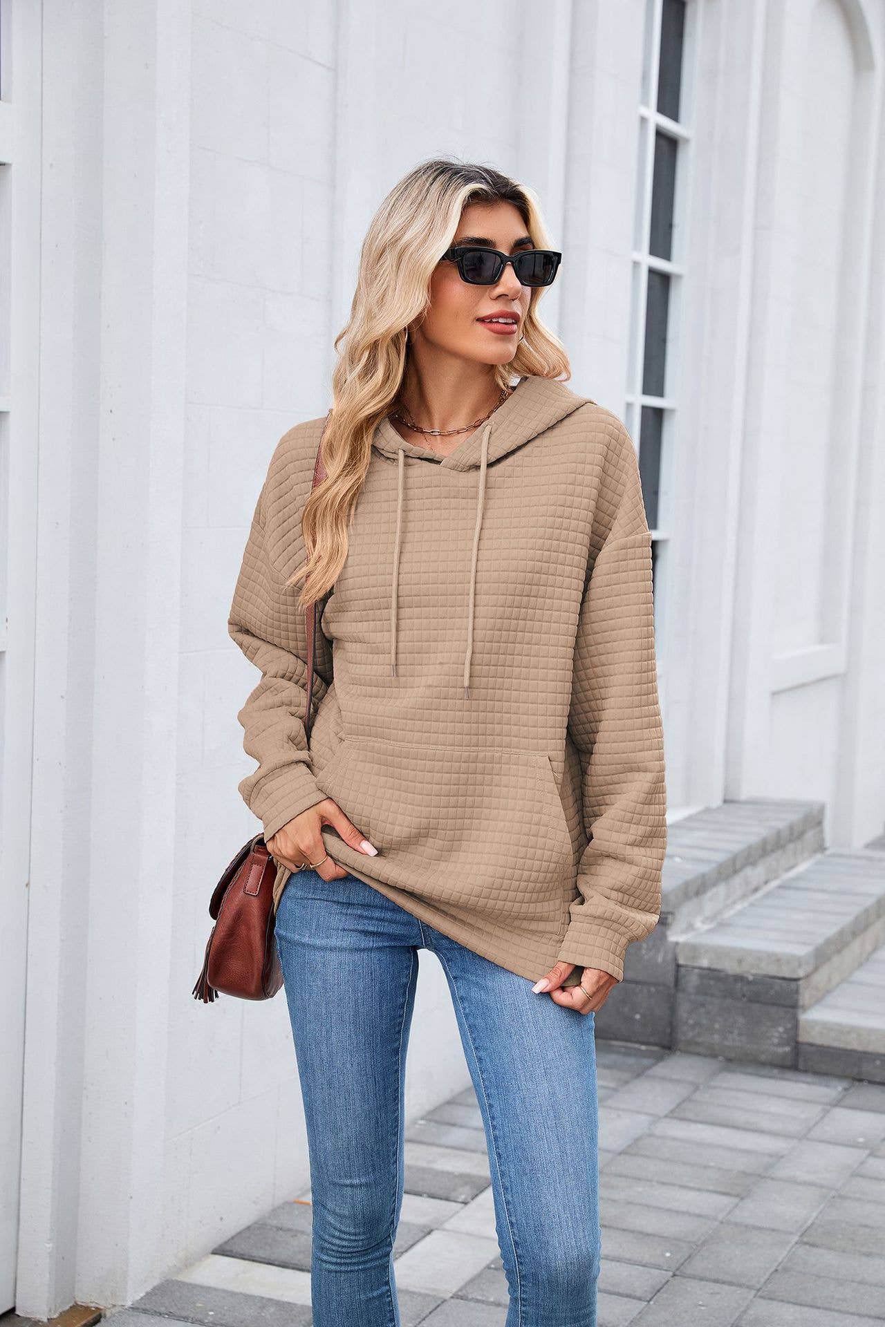 Solid-Color Hooded Loose Long-Sleeved Sweatshirt_Cwohol568