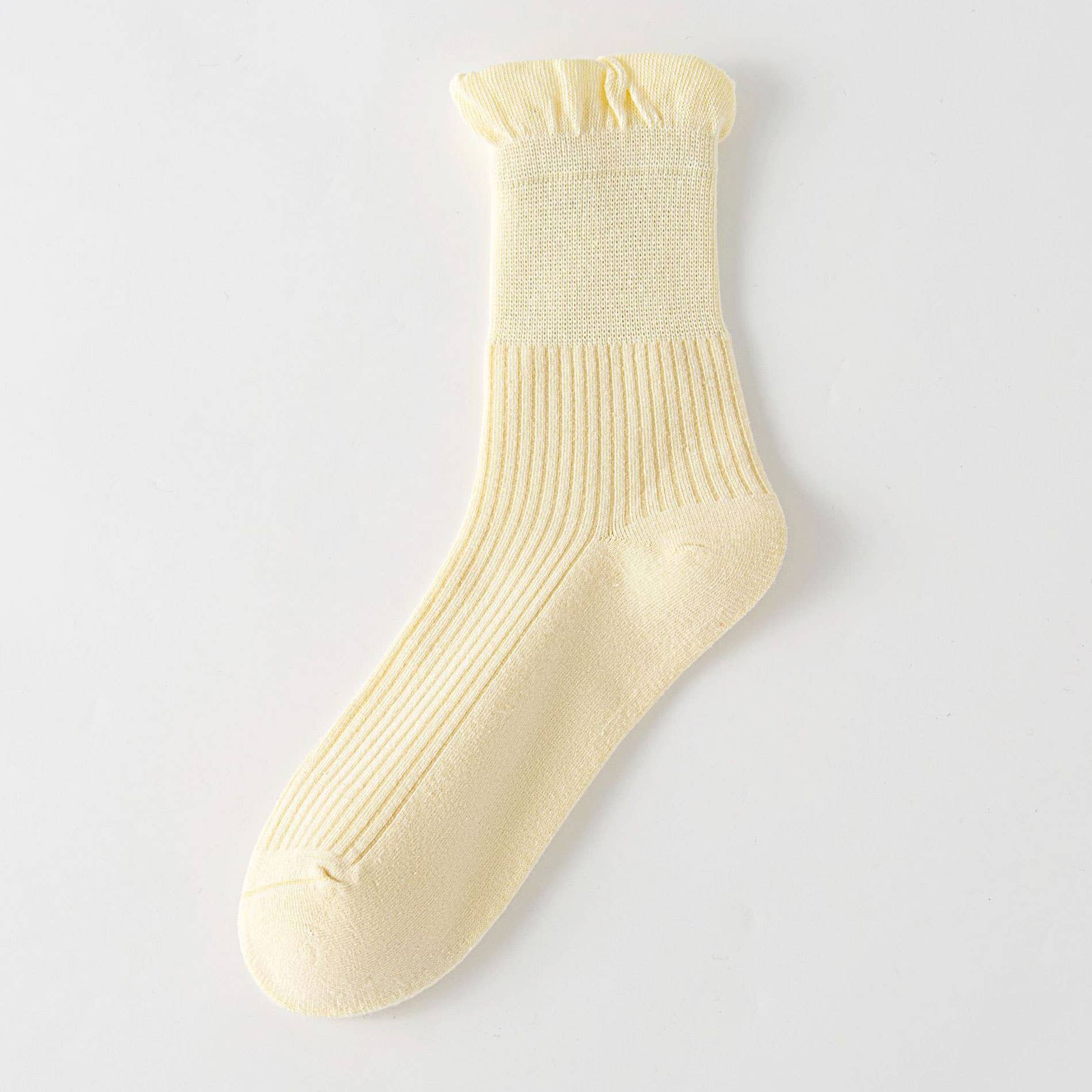 THIN SOLID RUFFLE CREW SOCKS FOR SUMMER_CWMS1374
