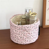 Quilted Floral Bucket Makeup Bag Travel Organizer_Cuab00700