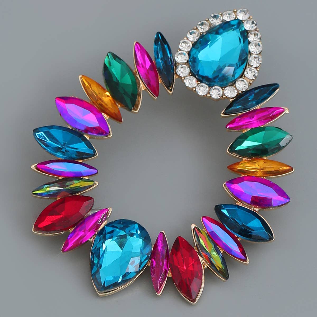 COLORFUL CRYSTAL GEOMETRIC DROP STUD EARRINGS_CWAJE0536