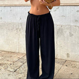 Solid Color Loose Straight Tube Drop Knit Pants