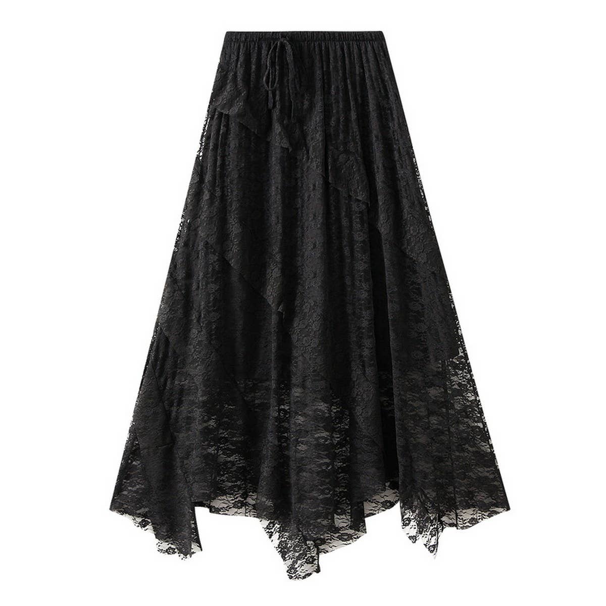 IRREGULAR LACE A LINE MIDI CAKE SKIRT_CWBMS0338