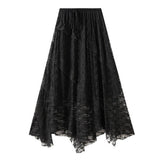IRREGULAR LACE A LINE MIDI CAKE SKIRT_CWBMS0338