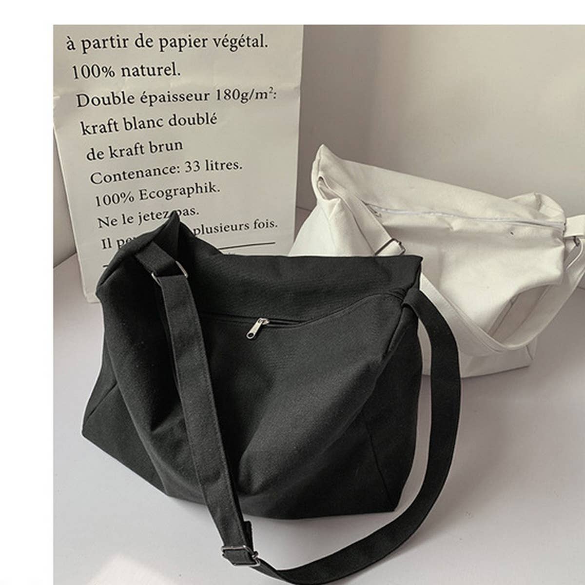 SOLID COLOR LARGE CAPACITY CROSSBODY BAG CANVAS BAG_CWAB2055