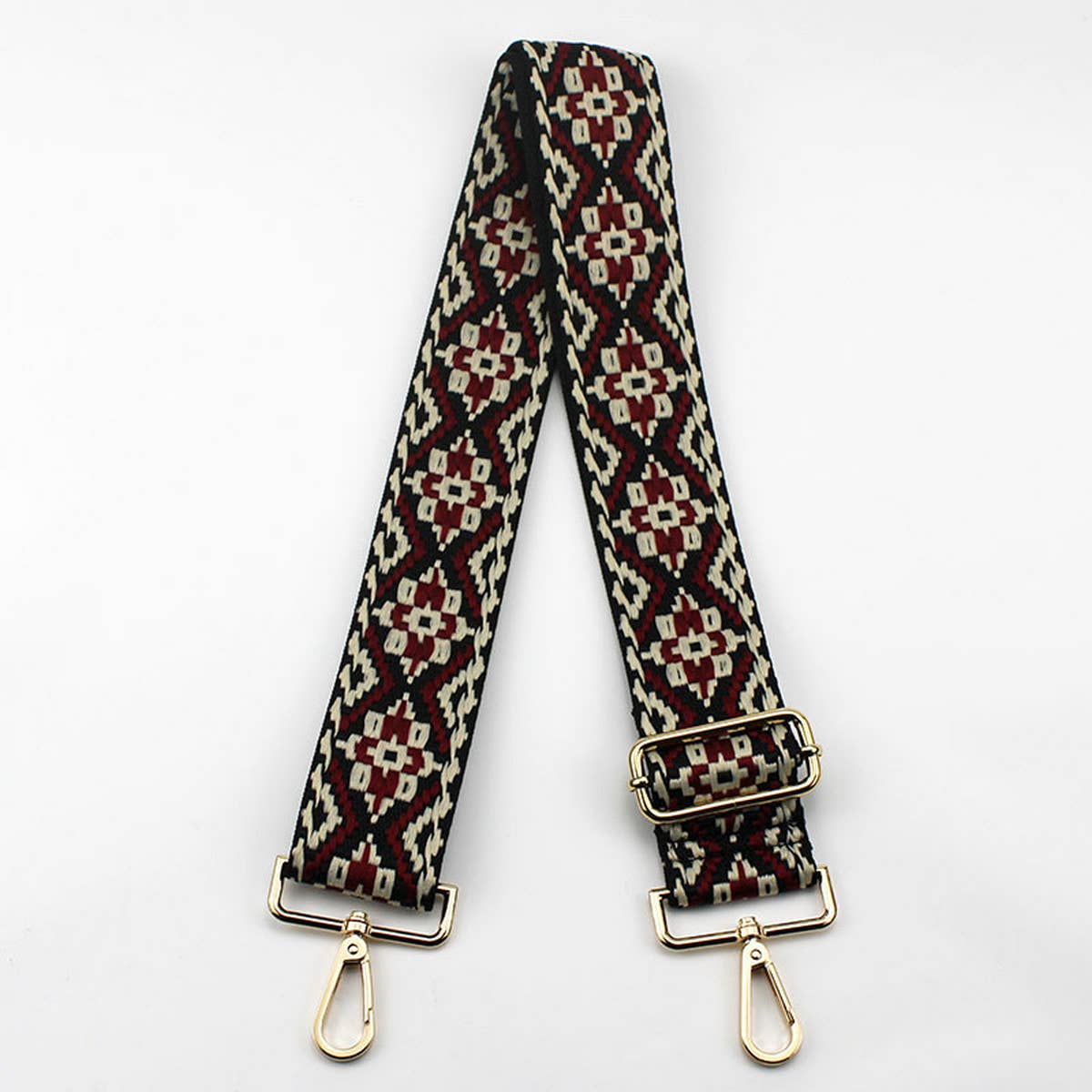 GEOMETRIC EMBROIDERY ADJUSTABLE BAG STRAP_CWMM0366