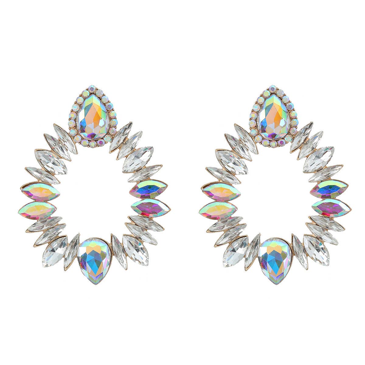 COLORFUL CRYSTAL GEOMETRIC DROP STUD EARRINGS_CWAJE0536