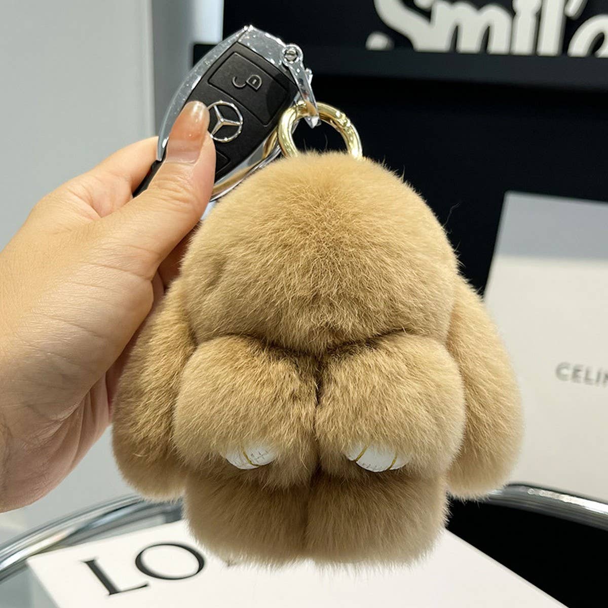 NEW MINI CUTE PLUSH BUNNY CAR KEYCHAIN PENDANT_CWMM2448